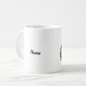 Schattigee vossenschets met naam koffiemok (Voorkant links)