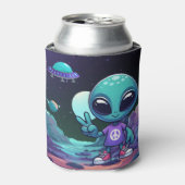Schattigee Vrede Alien & Ruimteschip Blikjeskoeler (Blikje Voorkant)