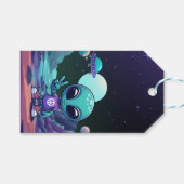 Schattigee Vrede Alien & Ruimteschip Cadeaulabel (Voorkant (Horizontaal))