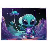 Schattigee Vrede Alien & Ruimteschip Groot Cadeauzakje (Achterkant)