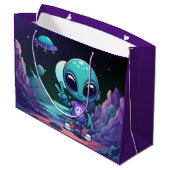 Schattigee Vrede Alien & Ruimteschip Groot Cadeauzakje (Achterkant Gekanteld)