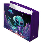 Schattigee Vrede Alien & Ruimteschip Groot Cadeauzakje (Voorkant Gekanteld)