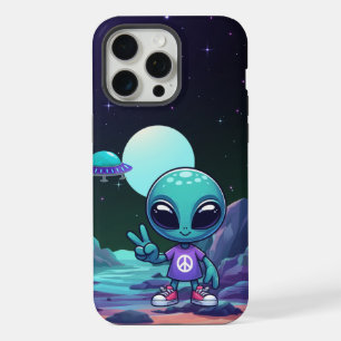 Schattigee Vrede Alien & Ruimteschip iPhone 15 Pro Max Case