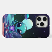 Schattigee Vrede Alien & Ruimteschip iPhone Hoesje (Achterkant horizontaal)