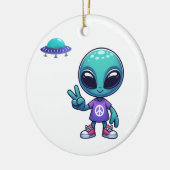 Schattigee Vrede Alien & Ruimteschip Keramisch Ornament (Links)