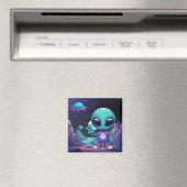 Schattigee Vrede Alien & Ruimteschip Magneet (Insitu (Vaatwasser))