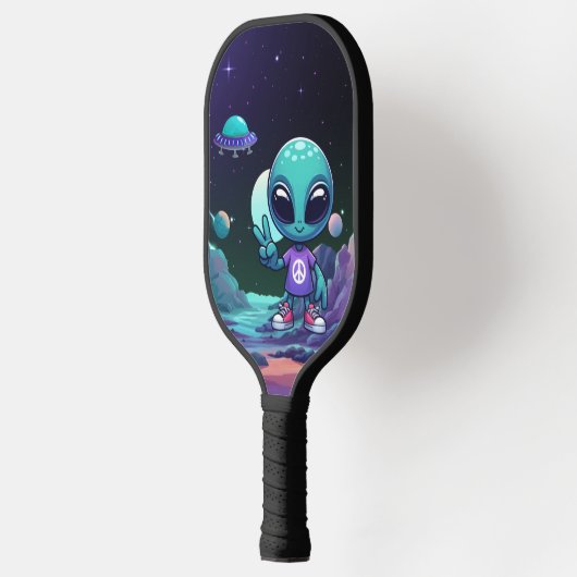 Schattigee Vrede Alien & Ruimteschip Pickleball Paddle (Links)