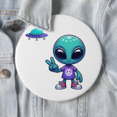 Schattigee Vrede Alien & Ruimteschip Ronde Button 6,0 Cm (In situ)