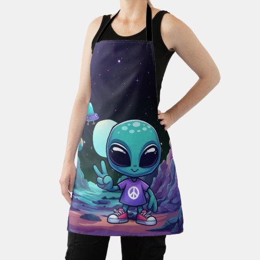 Schattigee Vrede Alien & Ruimteschip Schort (Insitu)