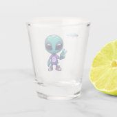 Schattigee Vrede Alien & Ruimteschip Shot Glas (Achterkant)