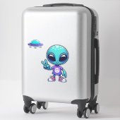Schattigee Vrede Alien & Ruimteschip Sticker (Koffer)
