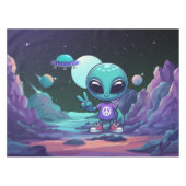 Schattigee Vrede Alien & Ruimteschip Tafelkleed (Voorkant (Horizontaal))
