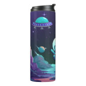 Schattigee Vrede Alien & Ruimteschip Thermosbeker (Gedraaid links)