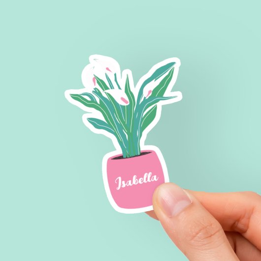 Schattigee Vrede Lily Houseplant Naam Sticker