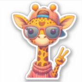 Schattigee Vredesteken Giraffe Sticker (Voorkant)