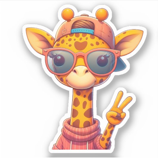 Schattigee Vredesteken Giraffe Sticker (Voorkant)