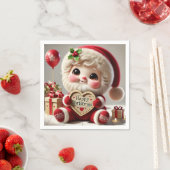 Schattigee vreugdevolle kerstgroet servet (Insitu)