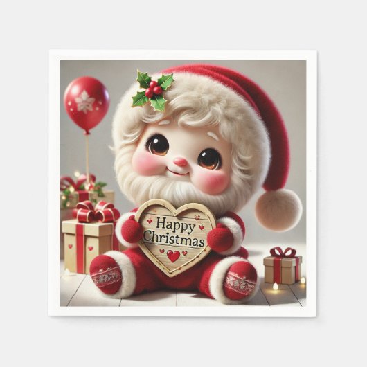 Schattigee vreugdevolle kerstgroet servet (Voorkant)