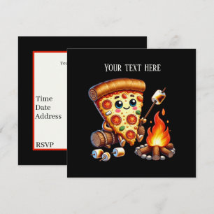 Schattigee vreugdevuur pizzafeest uitnodiging