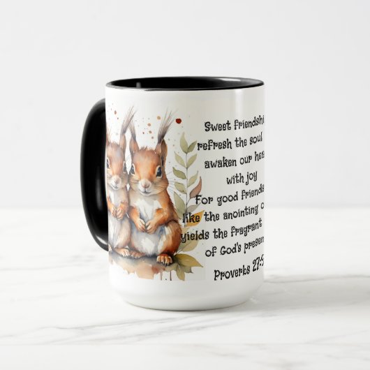 Schattigee vriend Eekhoorns Spreuken Vriendschap Q Mok (Voorkant links)