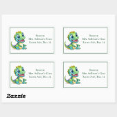 Schattigee Vriendelijke Cartoon Dinosaur Kind Name Rechthoekige Sticker (Vel)