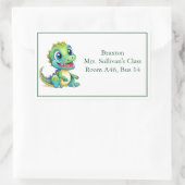 Schattigee Vriendelijke Cartoon Dinosaur Kind Name Rechthoekige Sticker (Tas)