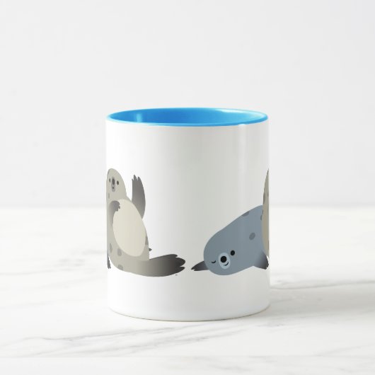 Schattigee Vriendelijke Cartoon Harbour Seals Mok (Midden)
