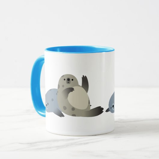 Schattigee Vriendelijke Cartoon Harbour Seals Mok (Voorkant links)