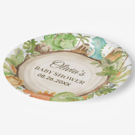 Schattigee Vriendelijke Dinosaur Baby shower Verja Papieren Bordje