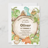 Schattigee Vriendelijke Dinosaur Jongens 1e Verjaa Kaart (Voorkant)