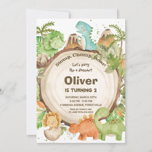 Schattigee Vriendelijke Dinosaur Jongens 1e Verjaa Kaart (Voorkant)