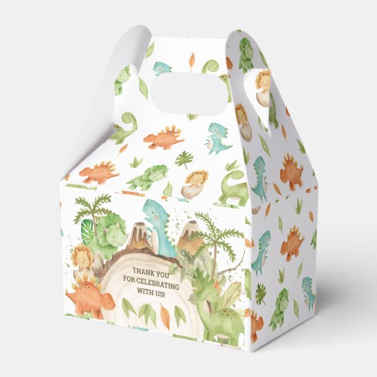 Schattigee Vriendelijke Dinosaurussen 1e Verjaarda Bedankdoosjes (Achterkant)