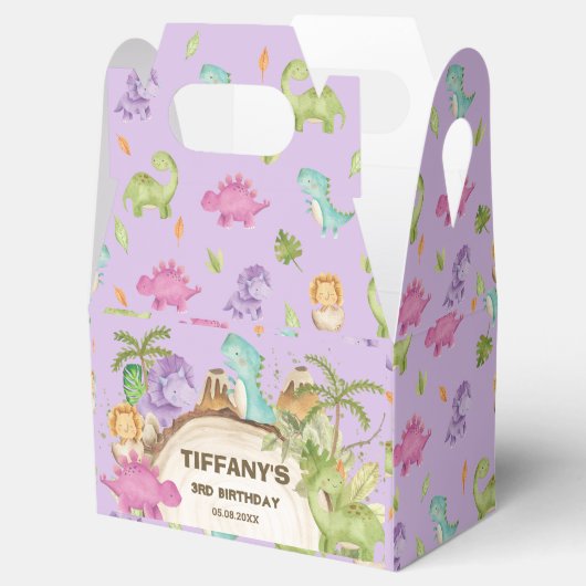 Schattigee Vriendelijke Dinosaurussen Meisje Verja Bedankdoosjes (Geopend)