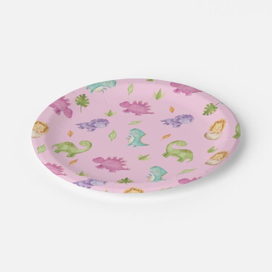 Schattigee Vriendelijke Dinosaurussen Party T-Rex Papieren Bordje (Gekanteld)