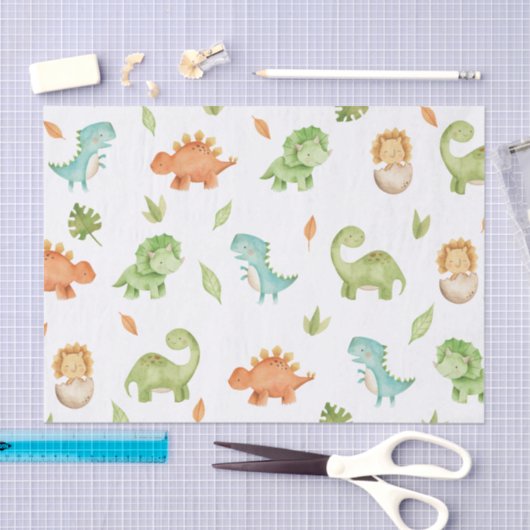 Schattigee Vriendelijke Dinosaurussen T-Rex Decoup Tissuepapier (Craft)
