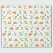 Schattigee Vriendelijke Dinosaurussen T-Rex Groen Cadeaupapier (Vlak)