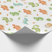 Schattigee Vriendelijke Dinosaurussen T-Rex Groen Cadeaupapier (Hoek)