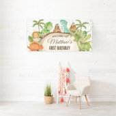 Schattigee vriendelijke Dinosaurussen Verjaardag B Spandoek (Insitu)