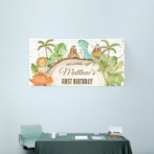 Schattigee vriendelijke Dinosaurussen Verjaardag B Spandoek (Beurs)