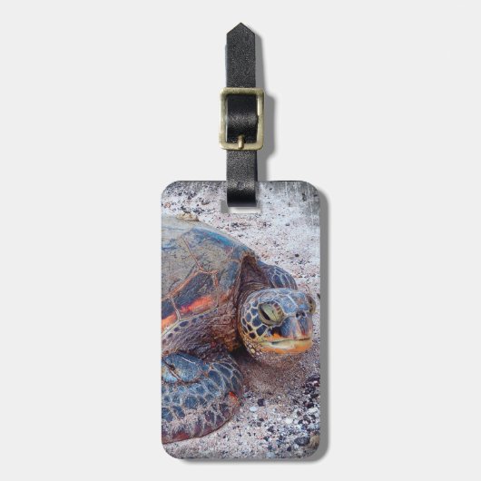 Schattigee Vriendelijke Hawaïaanse Zee Turtle Honu Bagagelabel (Voorkant verticaal)