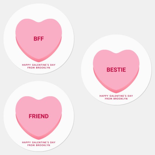 Schattigee vriendschap Galentine's Day snoep harte Labels (Groep)