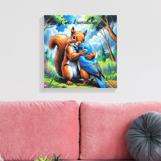 Schattigee vriendschap gestrekte canvas (Insitu (Woonkamer))