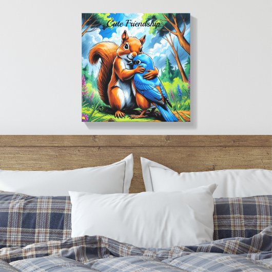 Schattigee vriendschap gestrekte canvas (Insitu (Slaapkamer))