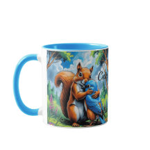 Schattigee vriendschap tussen eekhoorn en bluebird