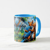 Schattigee vriendschap tussen eekhoorn en bluebird mok (Voorkant rechts)