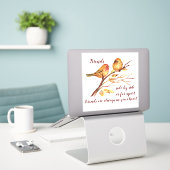 Schattigee Vriendschap Vogels & Quote Sticker (Laptop op bureau)