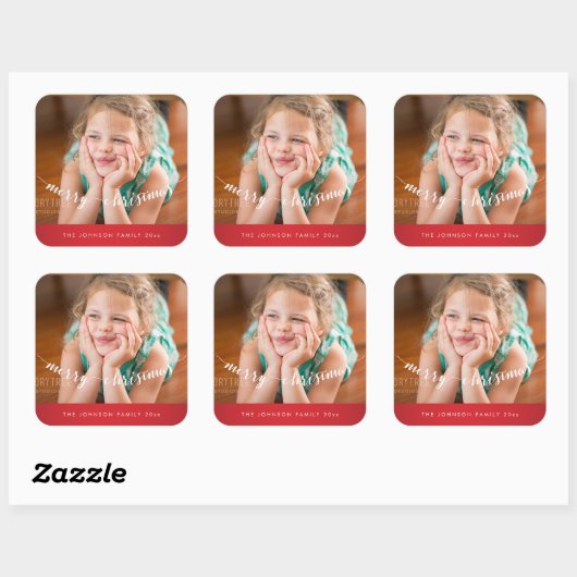 Schattigee Vrolijk Kerstplein Rode Stickers (Vel)