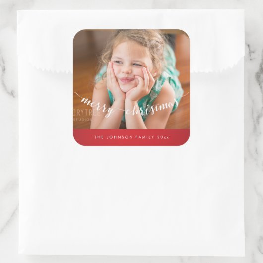 Schattigee Vrolijk Kerstplein Rode Stickers (Tas)