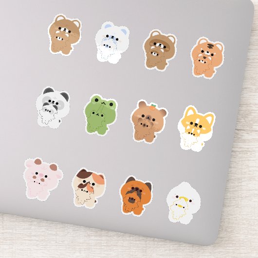 Schattigee vrolijke dieren sticker (Detail)