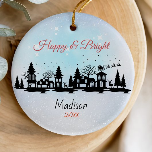 Schattigee vrolijke en lichte santa sleigh kerst keramisch ornament